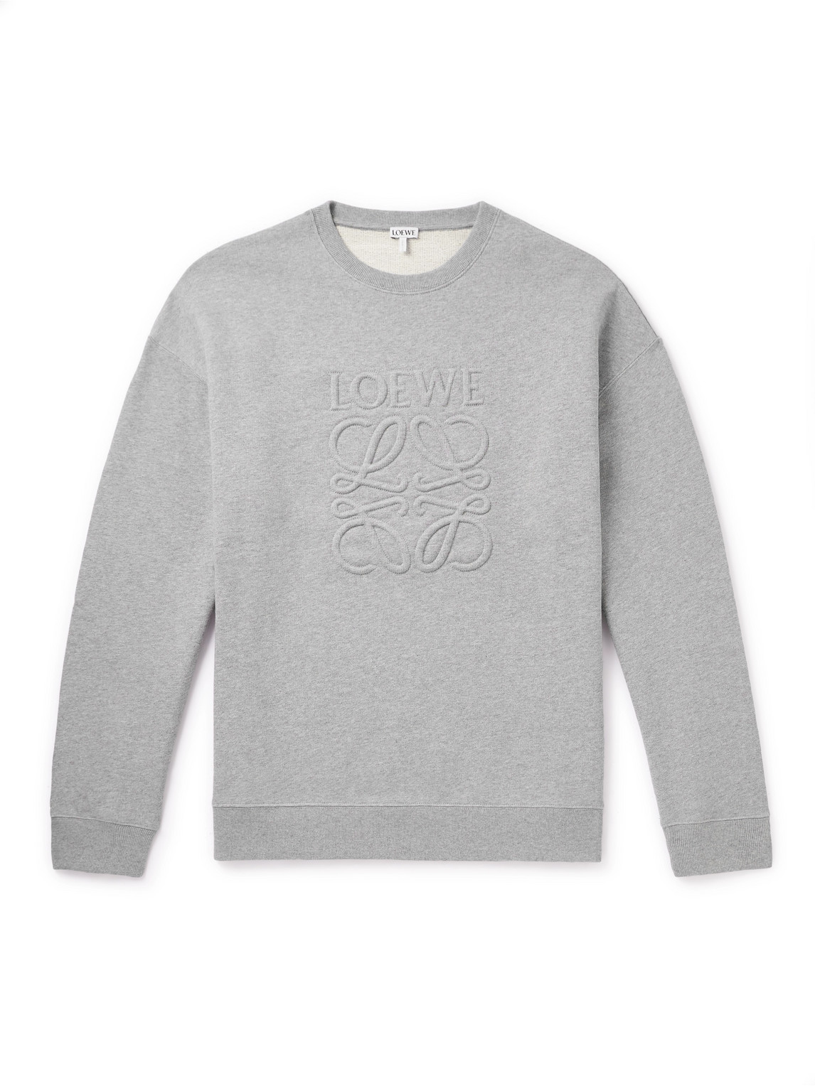 Loewe Logo-embroidered Cotton-jersey Sweatshirt In Grey