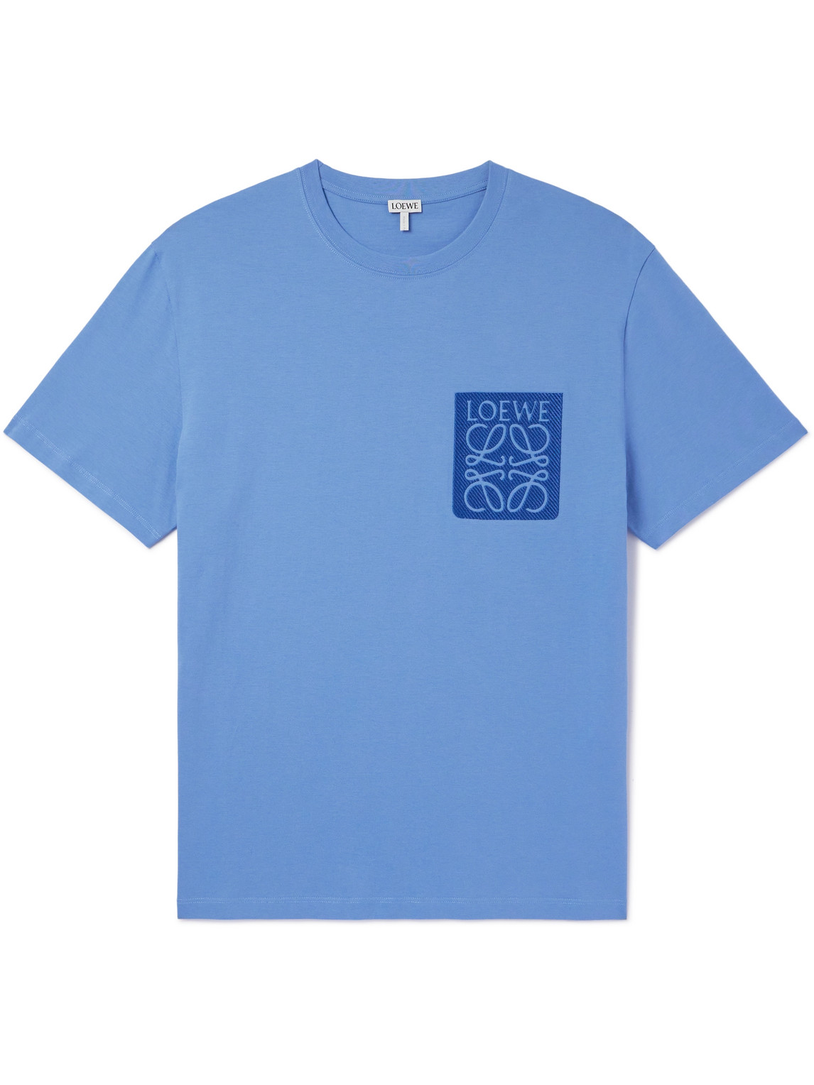 Loewe Anagram Logo-embroidered Cotton-jersey T-shirt In Blue