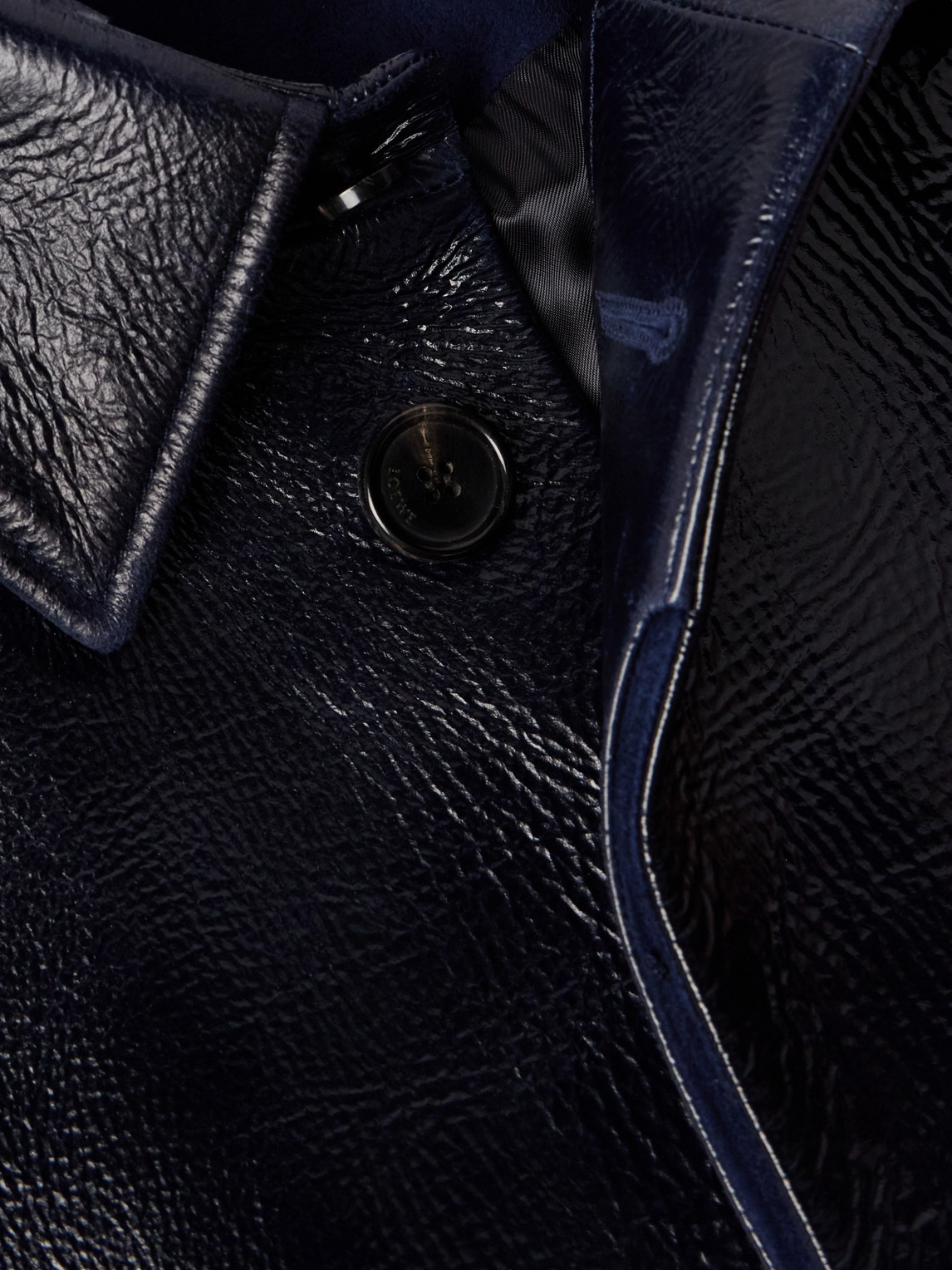 Shop Loewe Textured-leather And Suede Coat In Blue