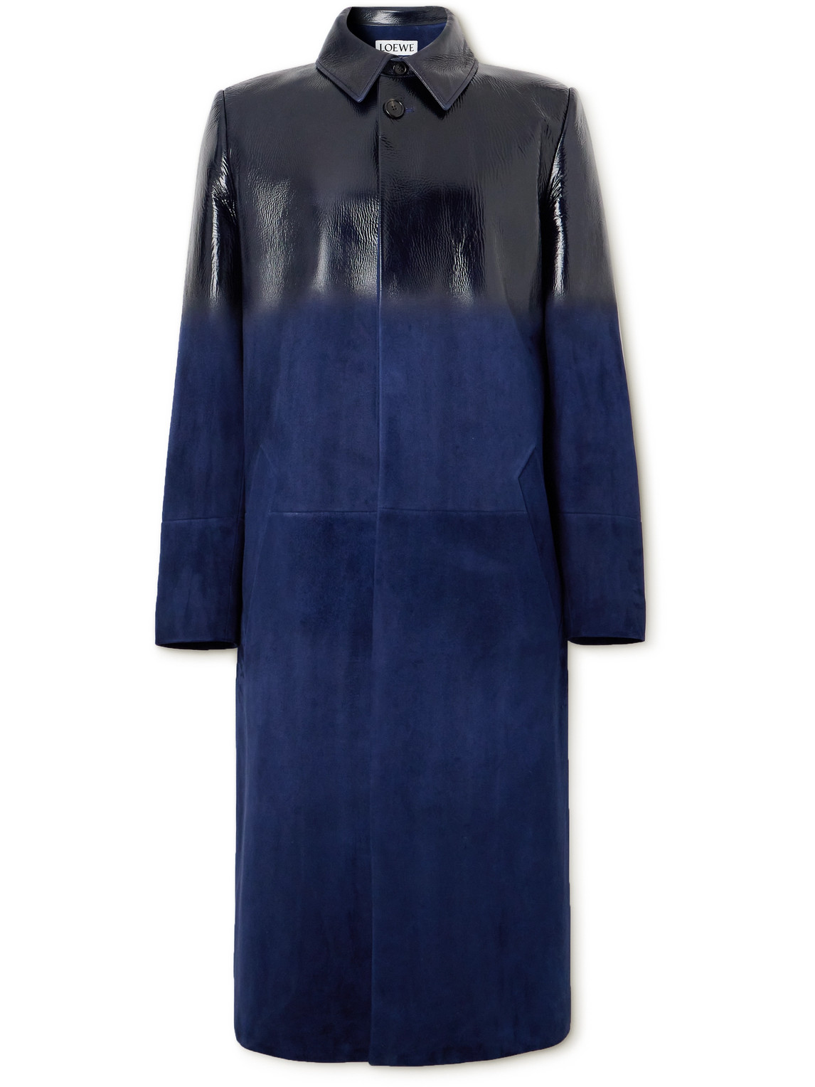 Loewe Textured-leather And Suede Coat In Blue