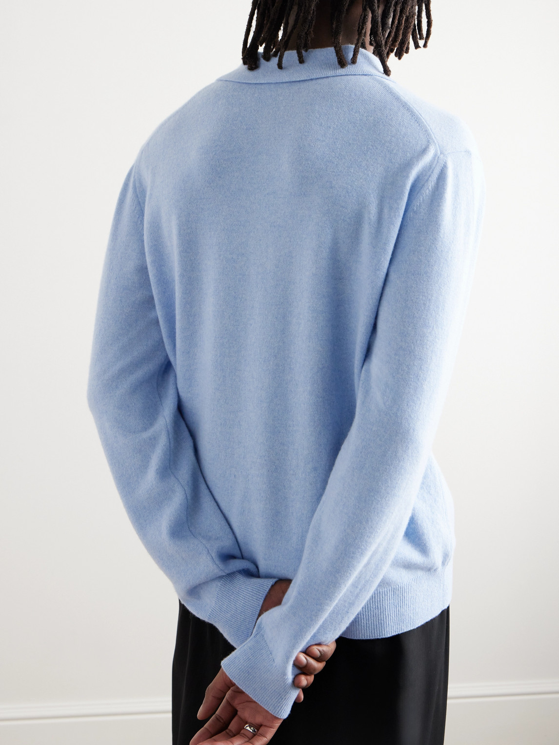 Shop Loewe Cashmere Polo Shirt In Blue