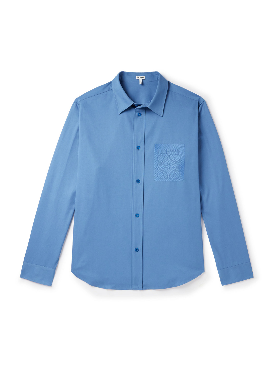 Loewe Logo-embroidered Cotton-poplin Shirt In Blue