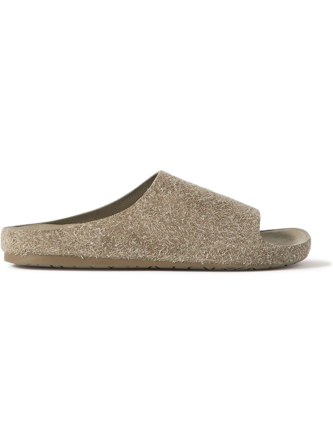 Loewe Khaki Suede Lago Slippers In Multi