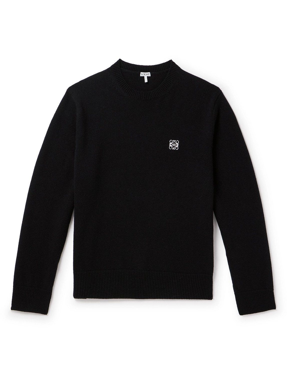 Loewe Anagram Logo-embroidered Wool Sweater In Black