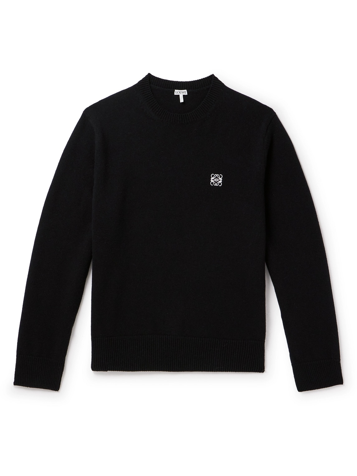 Loewe Anagram Logo-embroidered Wool Jumper In Black