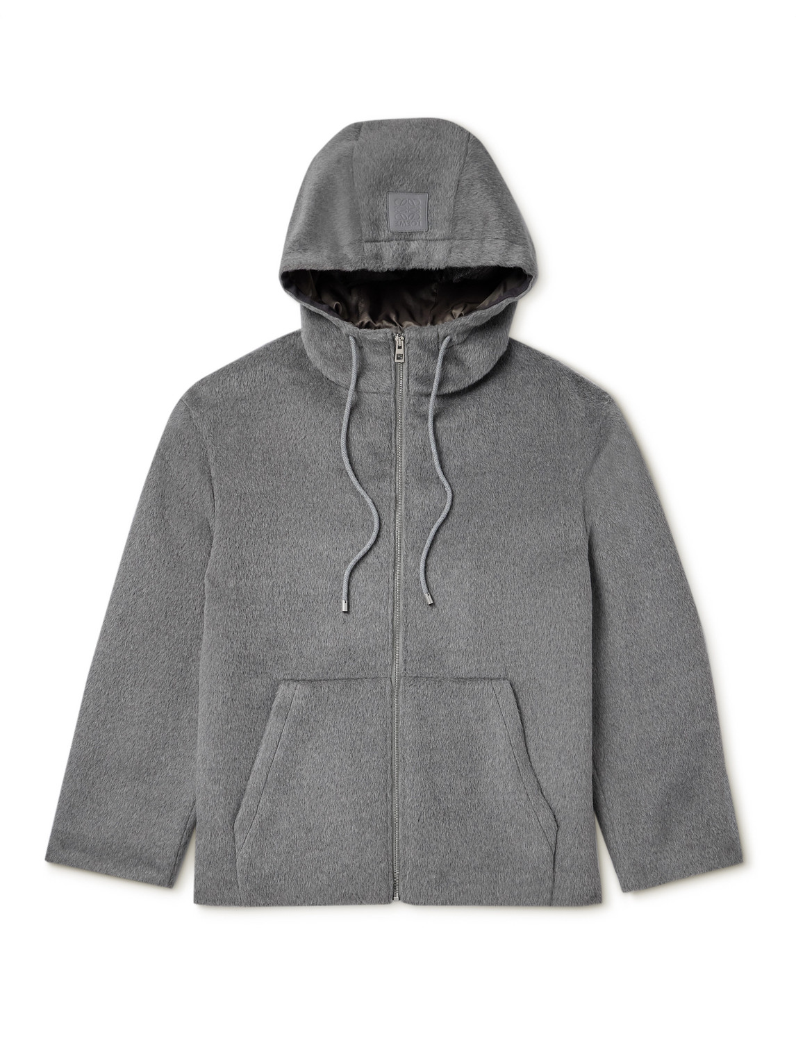 Loewe Wool Zip-up Hoodie In Gray