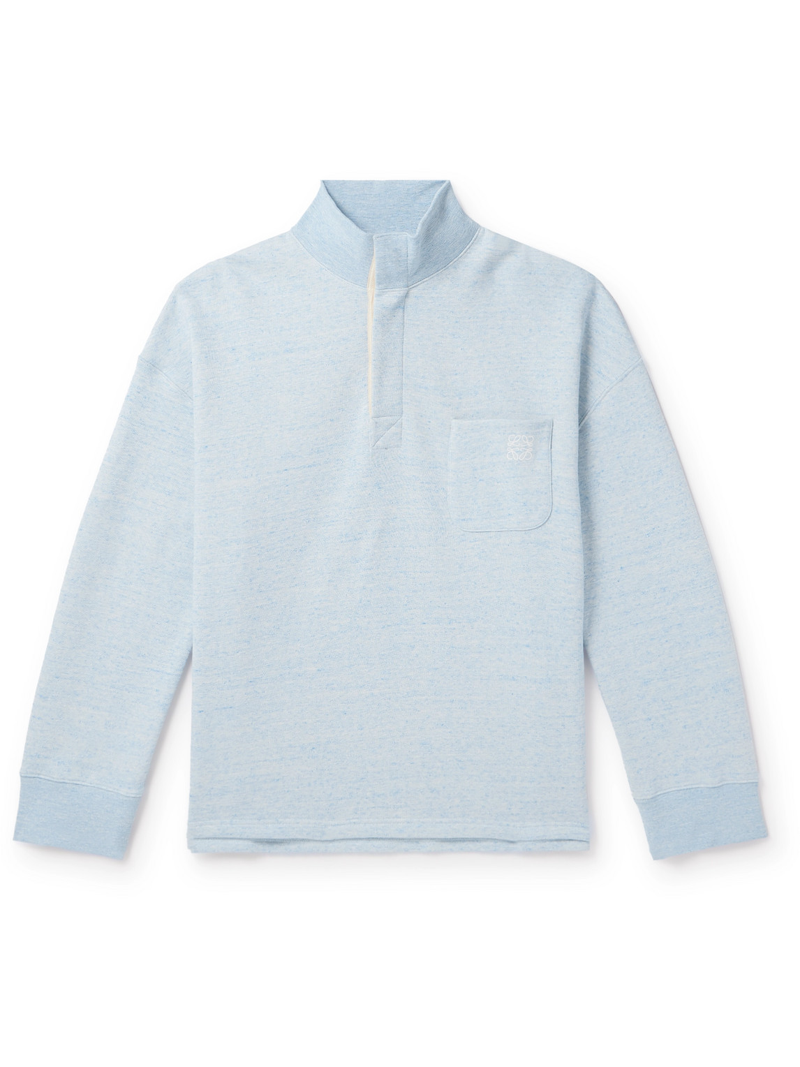 Loewe Logo-embroidered Cotton-jersey Sweatshirt In Blue