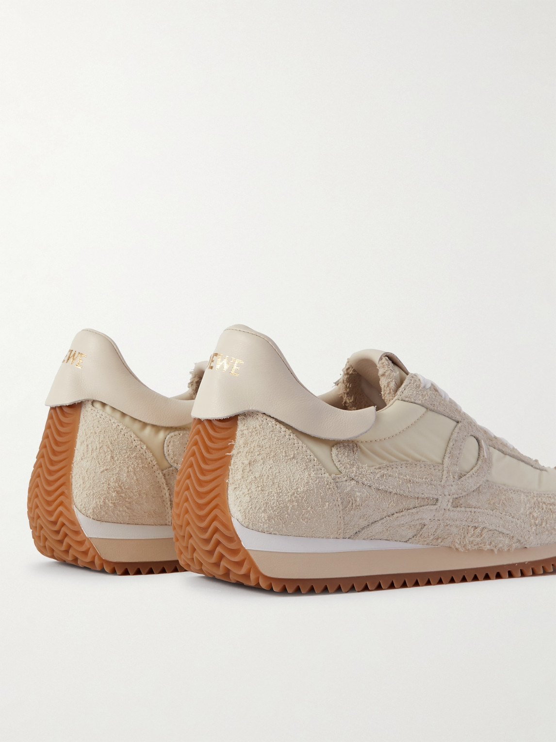 Shop Loewe Flow Runner Leather-trimmed Brushed-suede And Nylon Sneakers In Neutrals