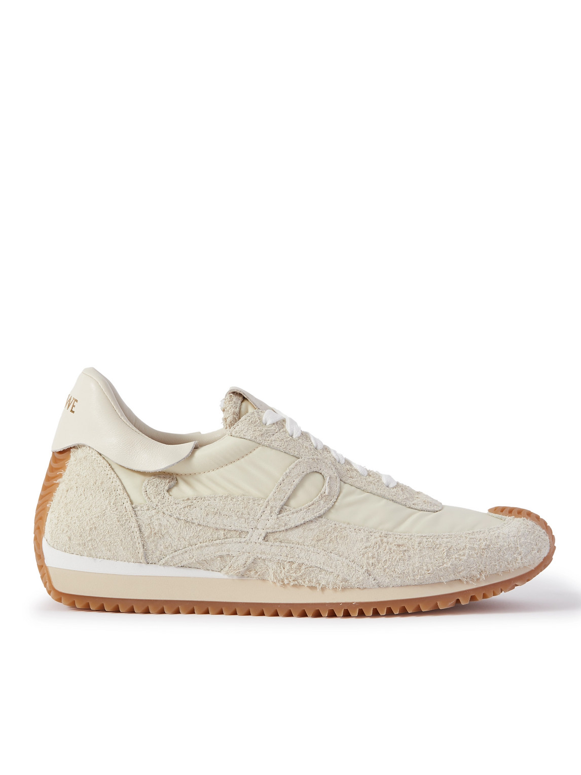 Loewe Flow Runner Leather-trimmed Brushed-suede And Nylon Sneakers In Neutrals