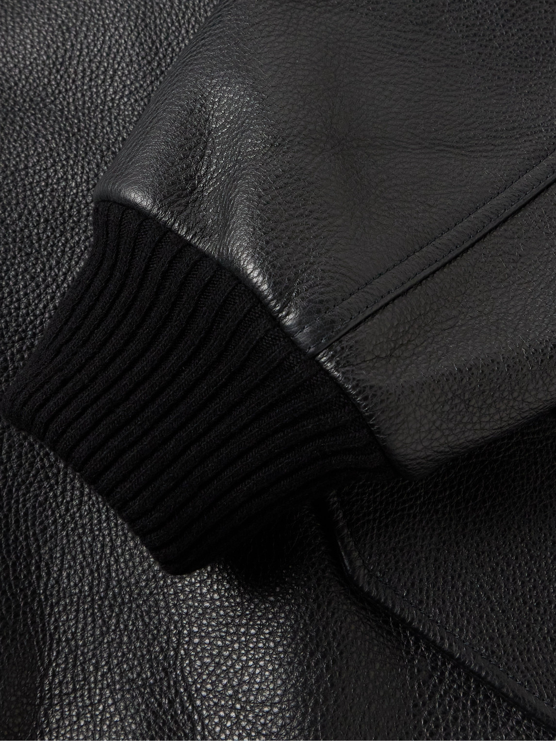 Shop Loewe Textured-leather Bomber Jacket In Black