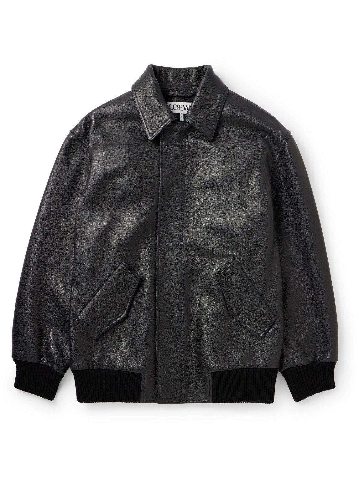 Loewe Textured-leather Bomber Jacket In Black
