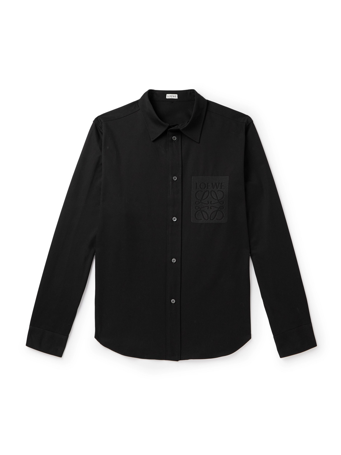Loewe Logo-embroidered Cotton-poplin Shirt In Black