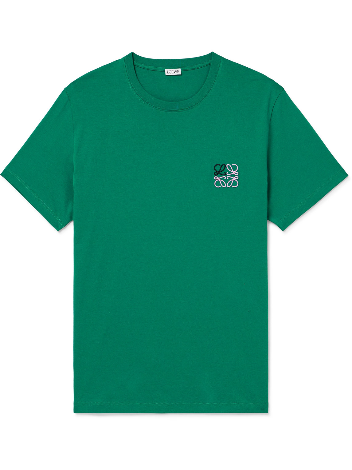 Loewe Logo-embroidered Cotton-jersey T-shirt In Green