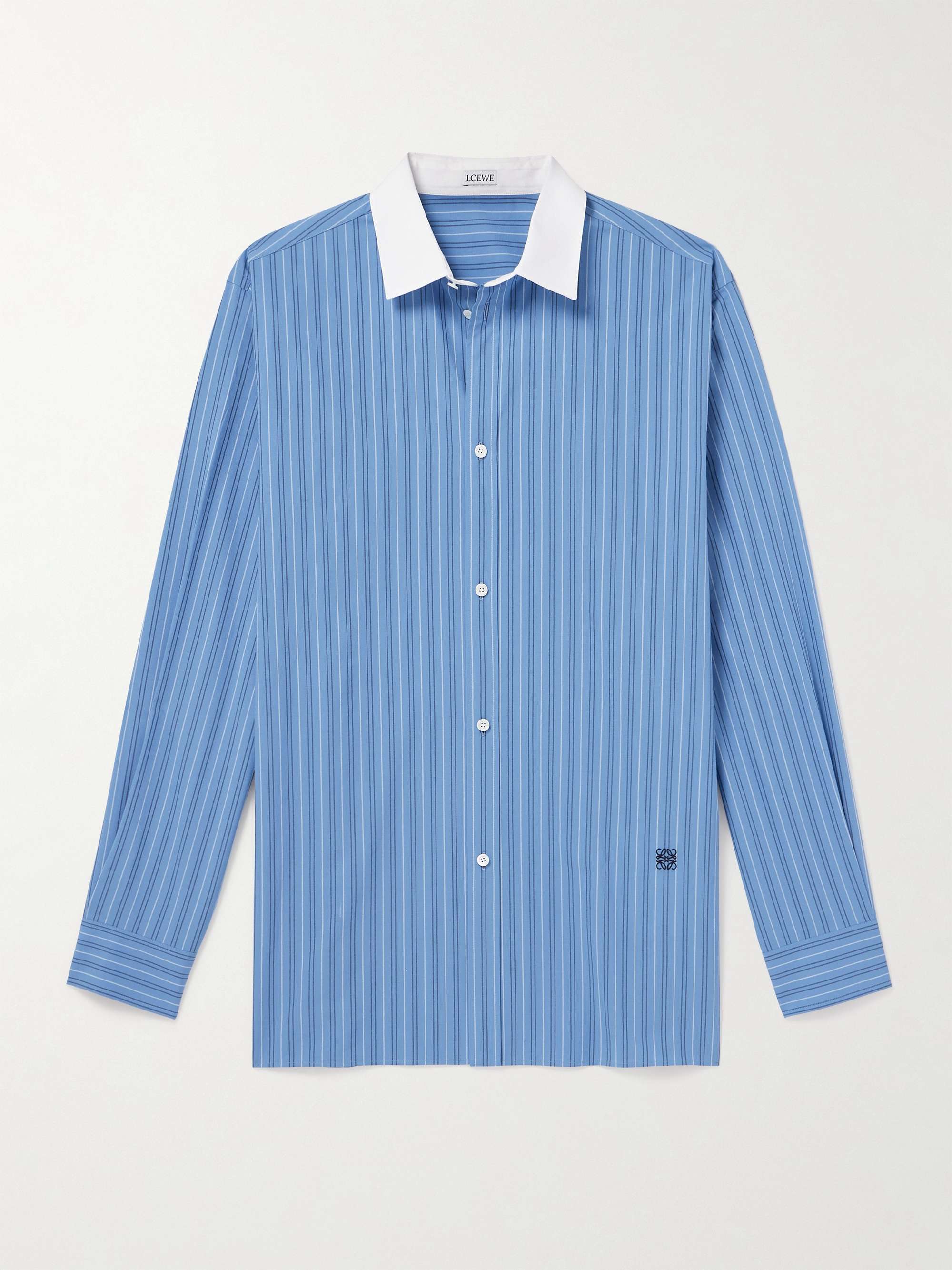 LOEWE Logo-Embroidered Striped Cotton-Poplin Shirt for Men | MR PORTER