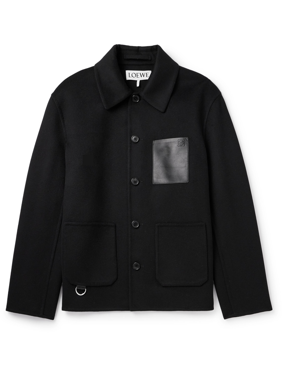 Shop Loewe Leather-trimmed Wool And Cashmere Jacket In Black