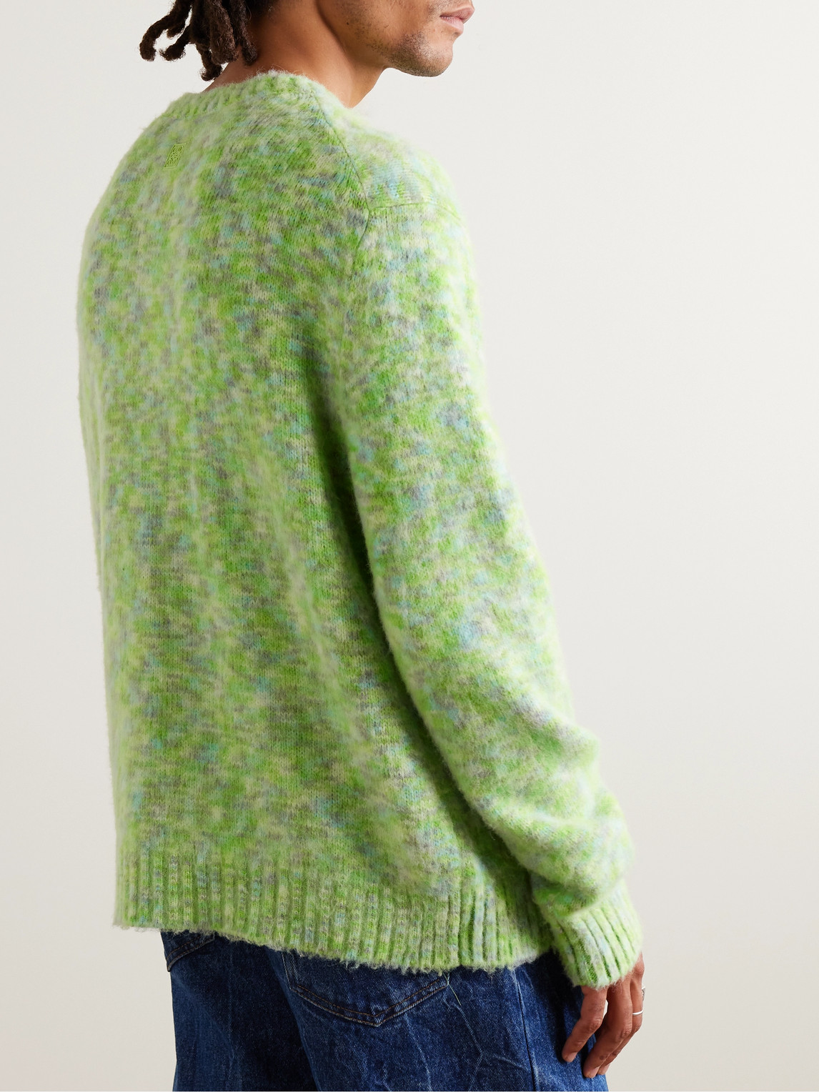 Shop Loewe Brushed Knitted Sweater In Green