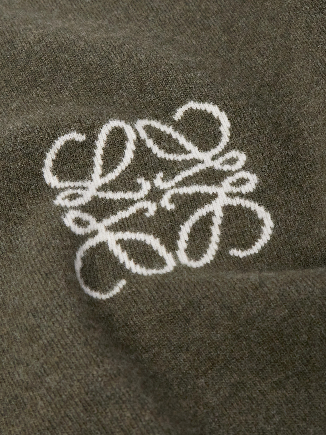 Shop Loewe Anagram Jacquard-knit Wool Hoodie In Green