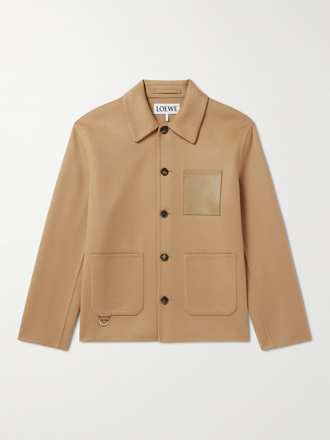 Leather-Trimmed Wool and Cashmere Jacket