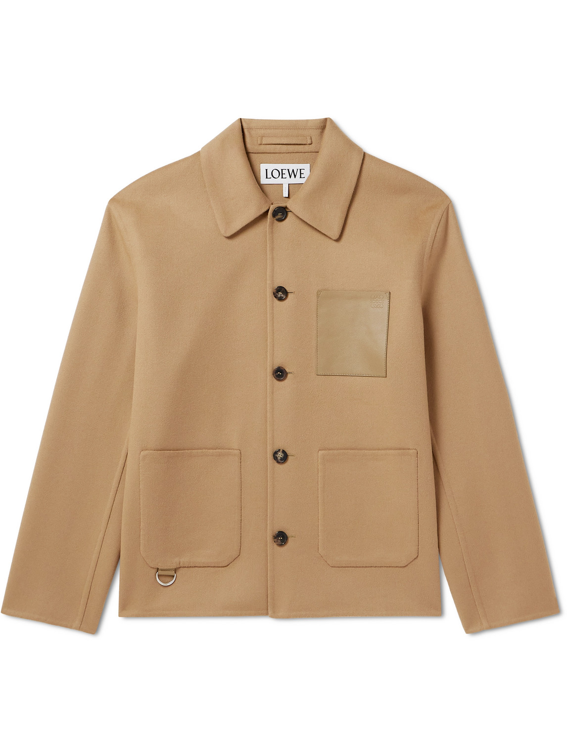 Shop Loewe Leather-trimmed Wool And Cashmere Jacket In Brown