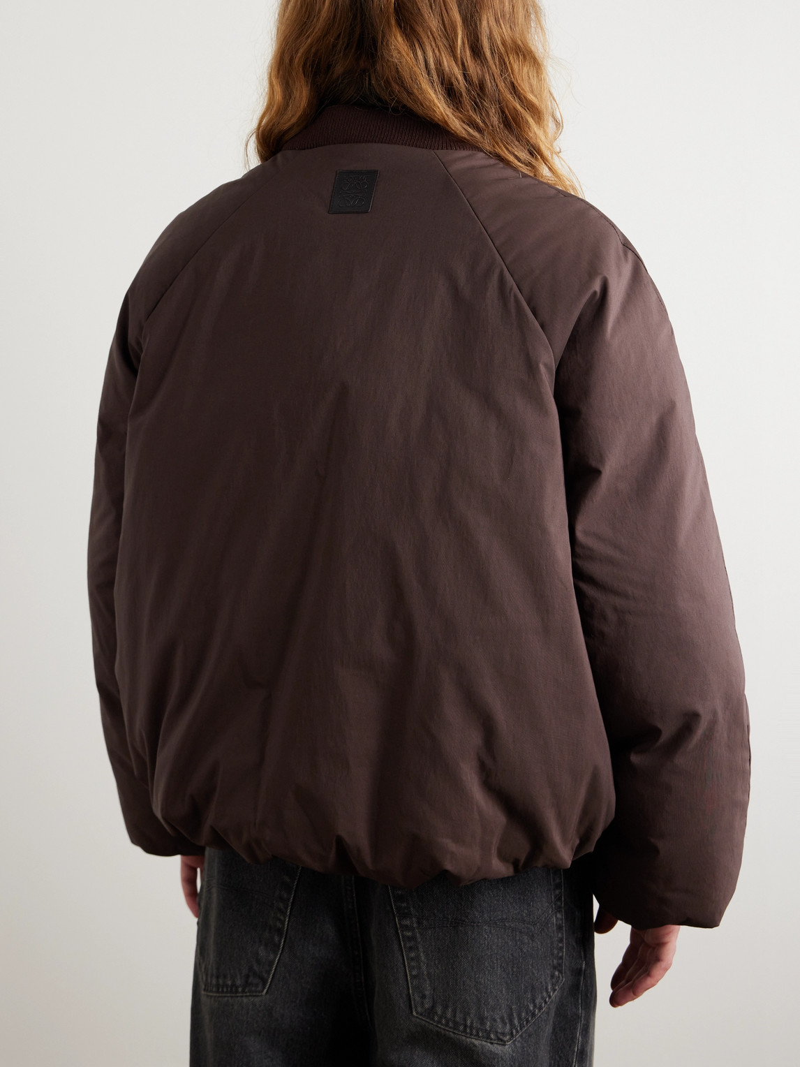Shop Loewe Padded Cotton-blend Shell Bomber Jacket In Brown