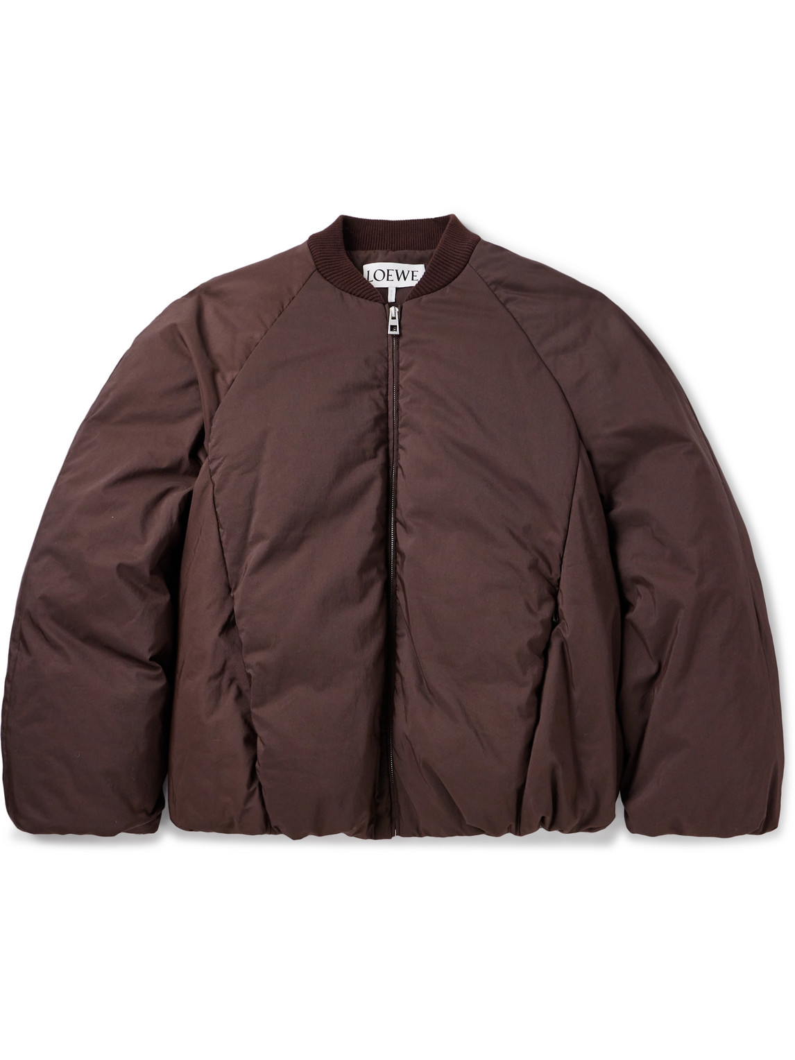 Loewe Padded Cotton-blend Shell Bomber Jacket In Brown