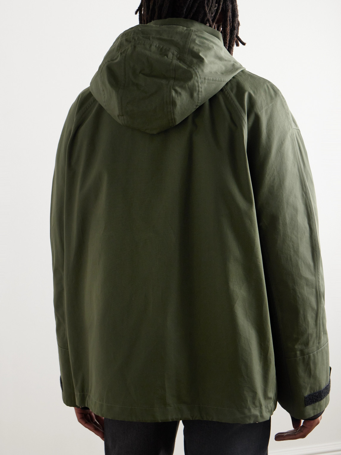Shop Loewe Cotton Hooded Parka In Green