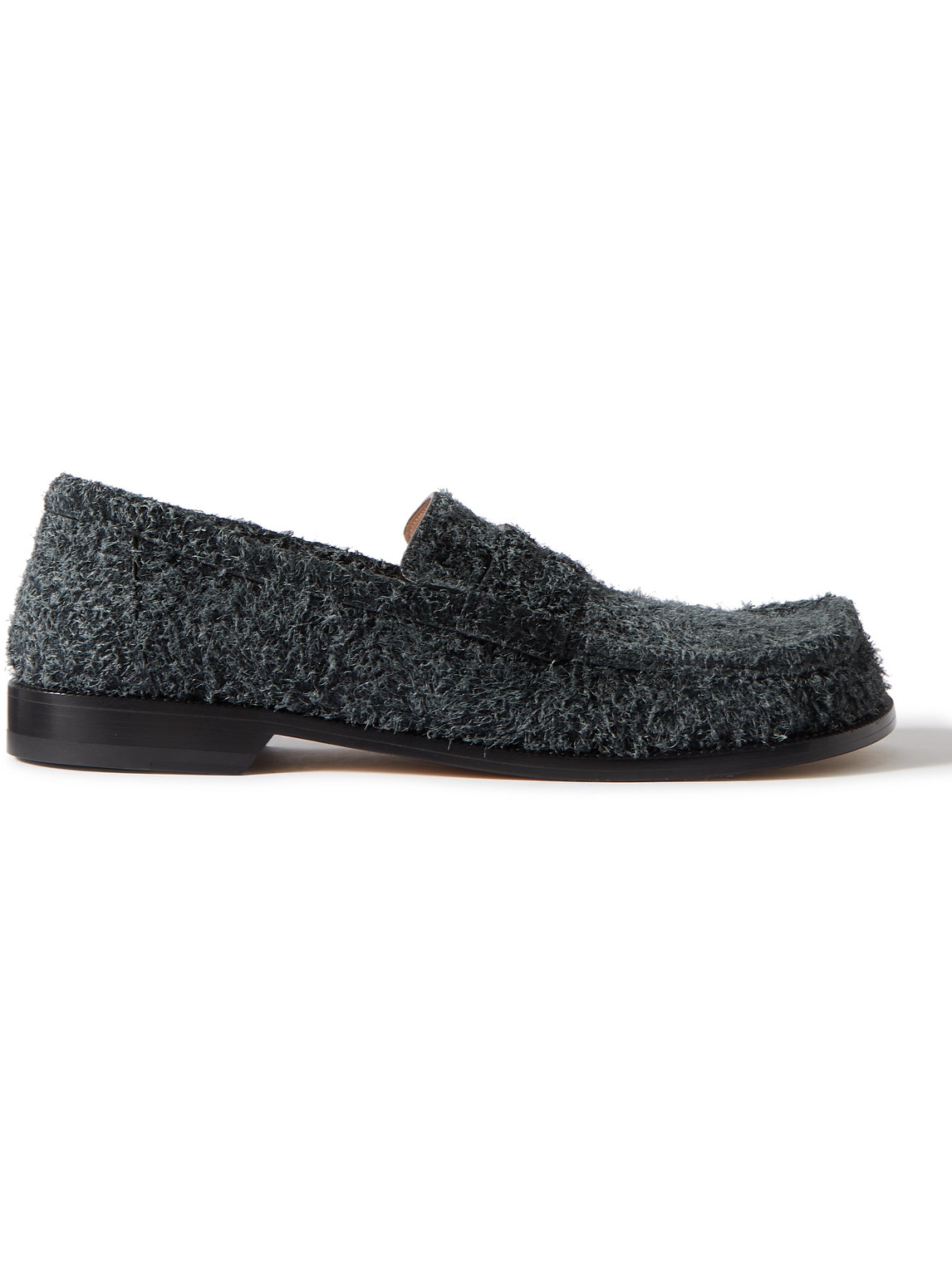 Shop Loewe Campo Brushed-suede Penny Loafers In Gray