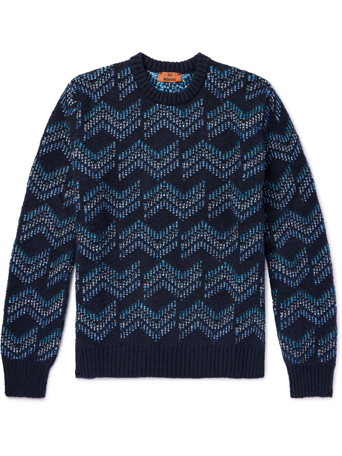 Missoni Stretch Cotton-blend Jacquard Sweater In Blue
