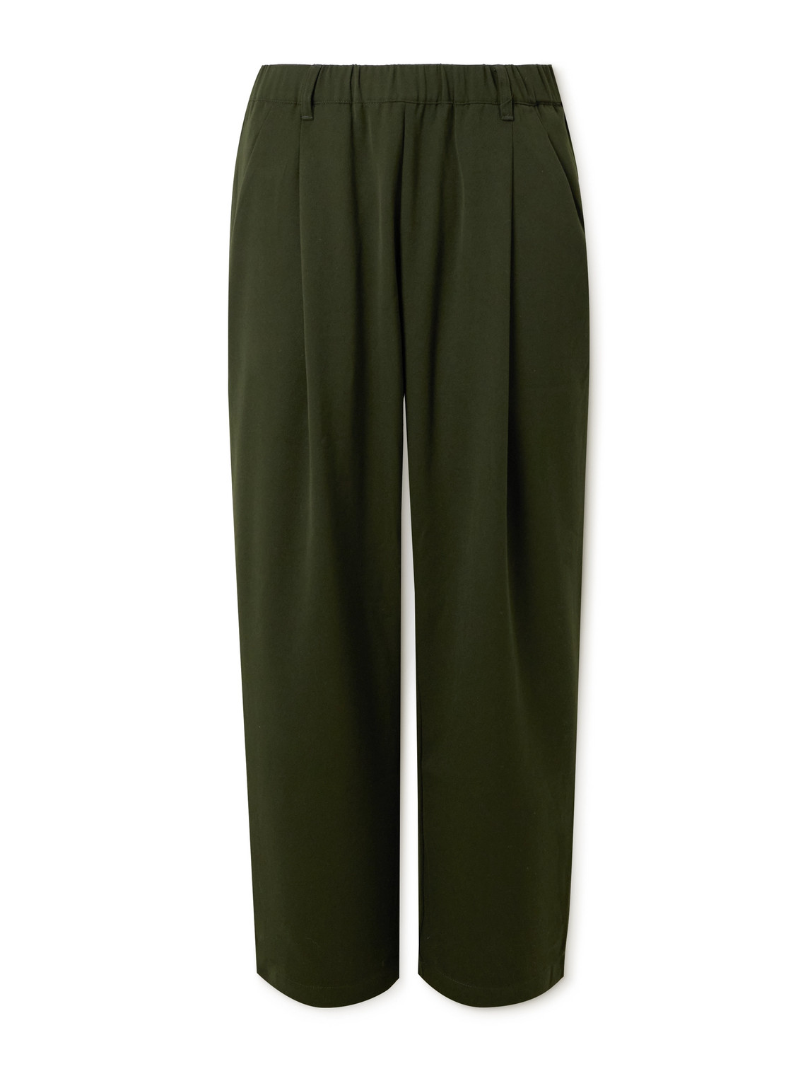DIME STRAIGHT-LEG PLEATED LOGO-EMBROIDERED TWILL TROUSERS