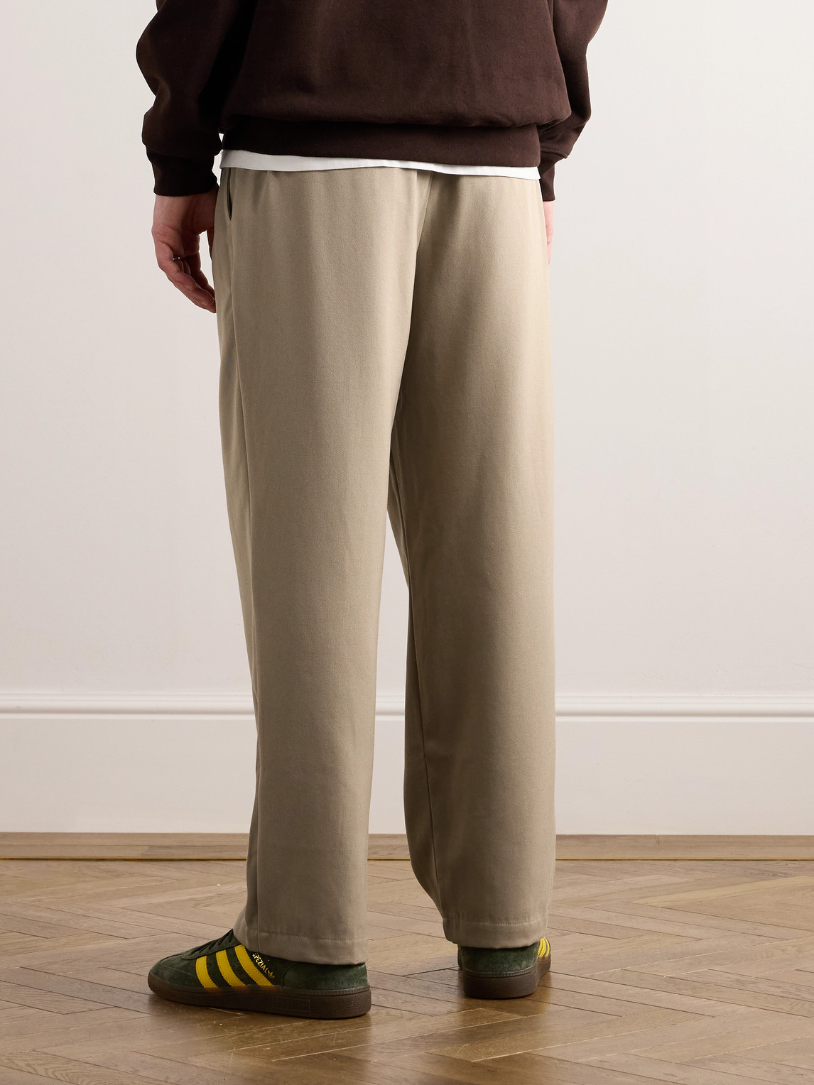Shop Dime Straight-leg Pleated Logo-embroidered Twill Trousers In Neutrals