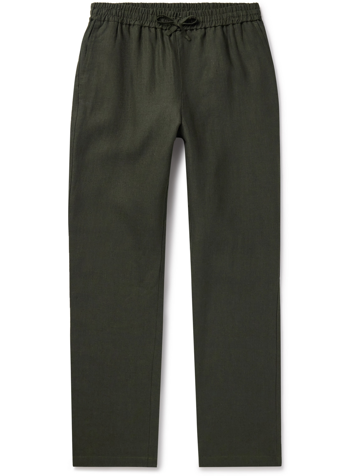 De Bonne Facture Straight-leg Belgian Linen Drawstring Trousers In Brown
