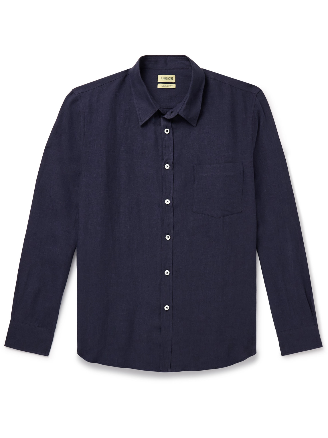 De Bonne Facture Essential Belgian Linen Shirt In Blue