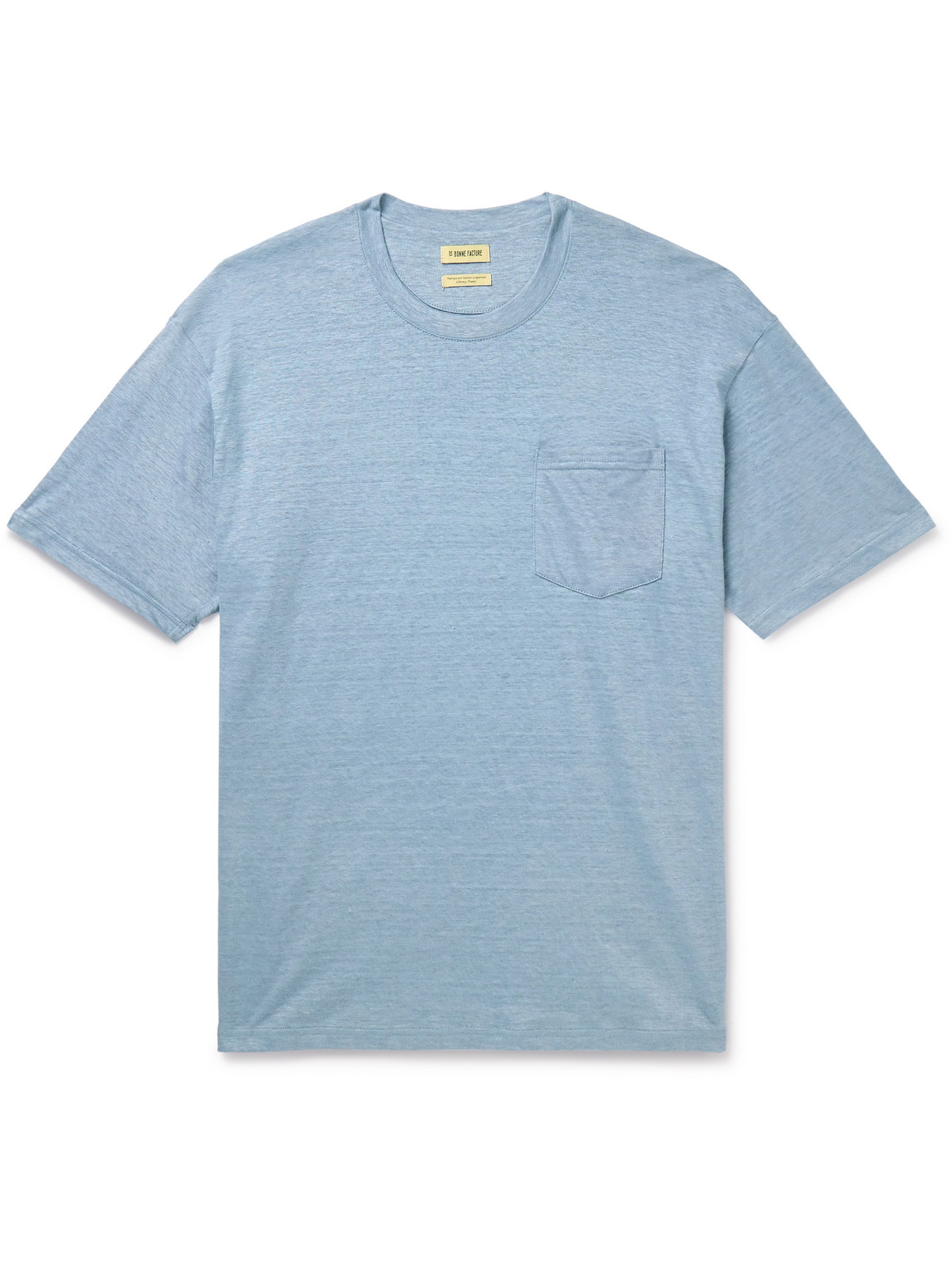 De Bonne Facture Linen-jersey T-shirt In Blue