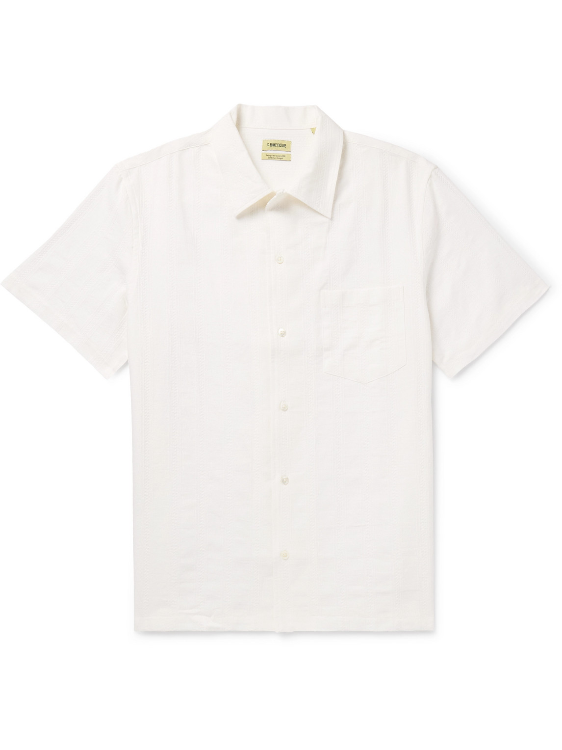 De Bonne Facture Convertible-collar Embroidered Cotton And Linen-blend Shirt In White