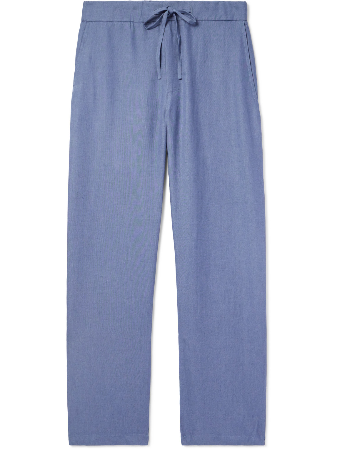 Straight-Leg Linen Drawstring Trousers