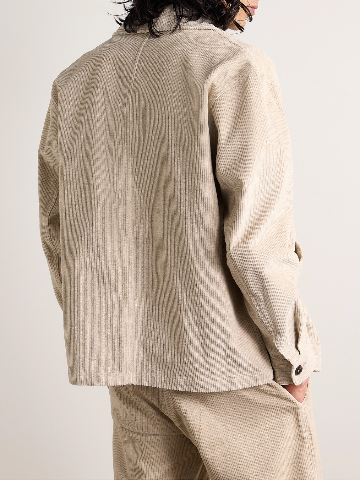 Shop De Bonne Facture Maquignon Cotton And Linen-blend Corduroy Overshirt In Neutrals