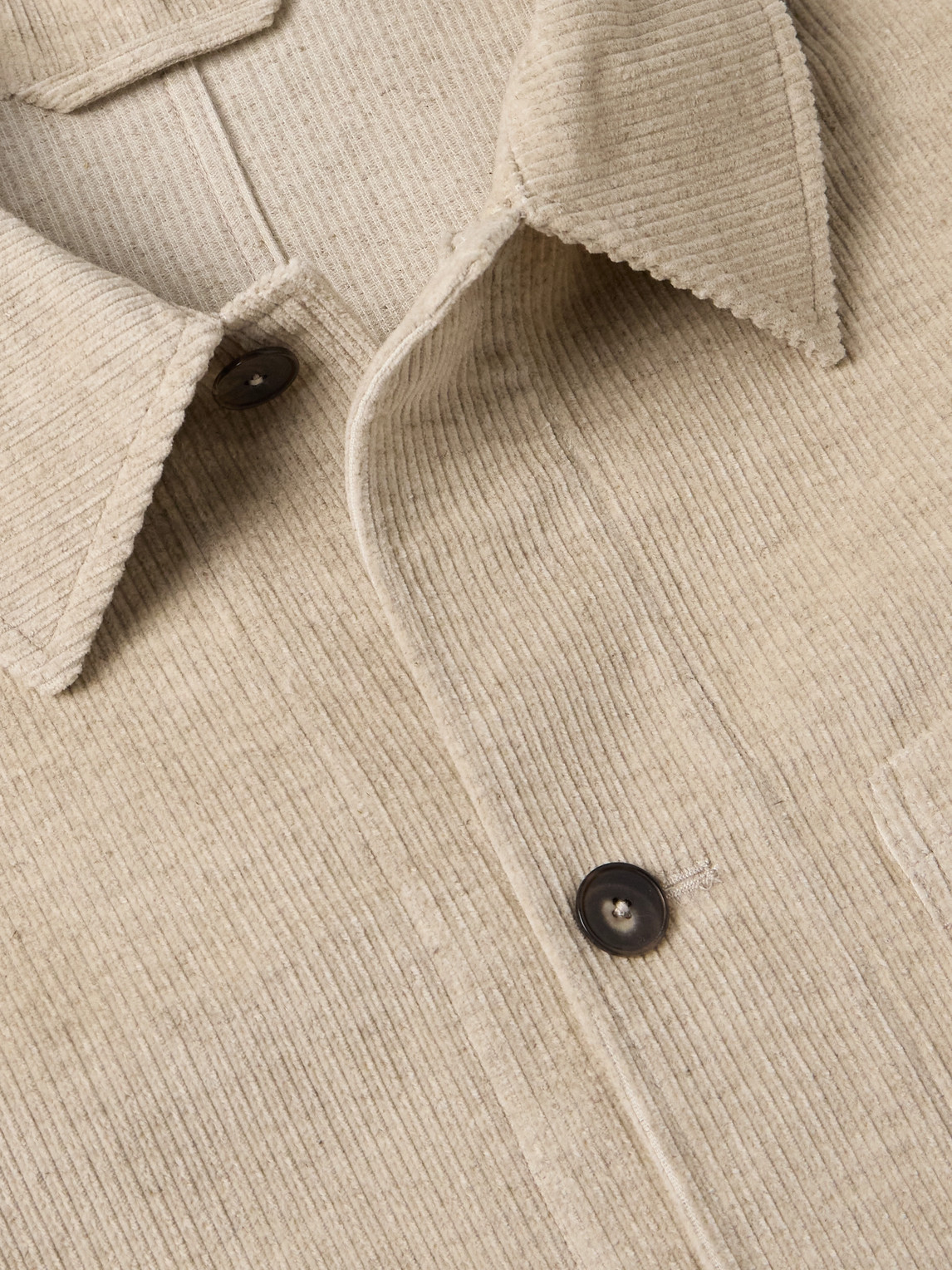 Shop De Bonne Facture Maquignon Cotton And Linen-blend Corduroy Overshirt In Neutrals