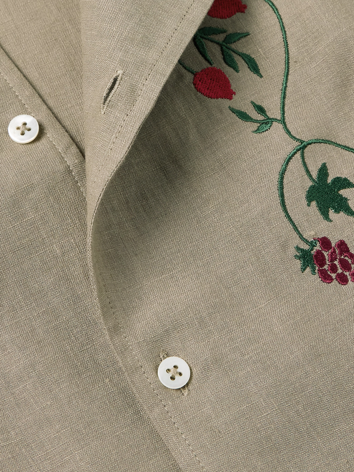 Shop De Bonne Facture Convertible-collar Embroidered Linen Shirt In Neutrals