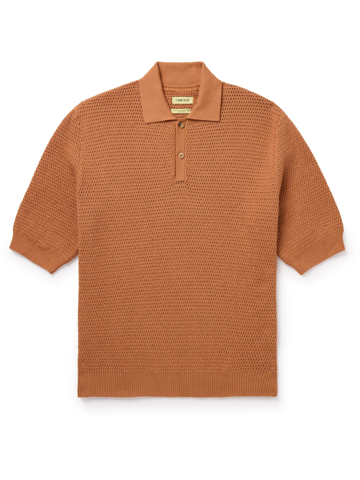 De Bonne Facture Honeycomb Organic Cotton Polo Shirt In Orange