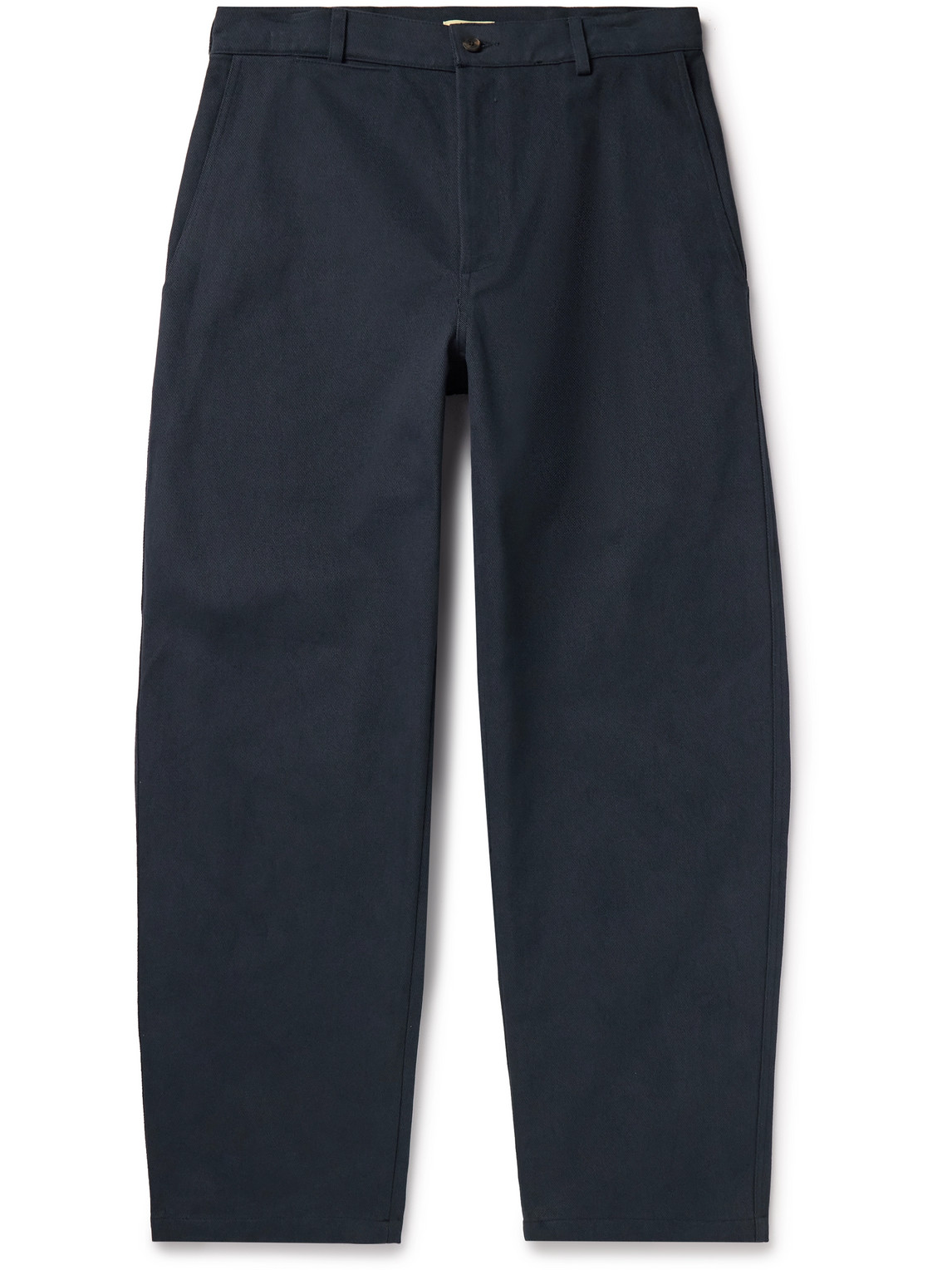 De Bonne Facture Balloon Barrel-leg Cotton-drill Trousers In Blue