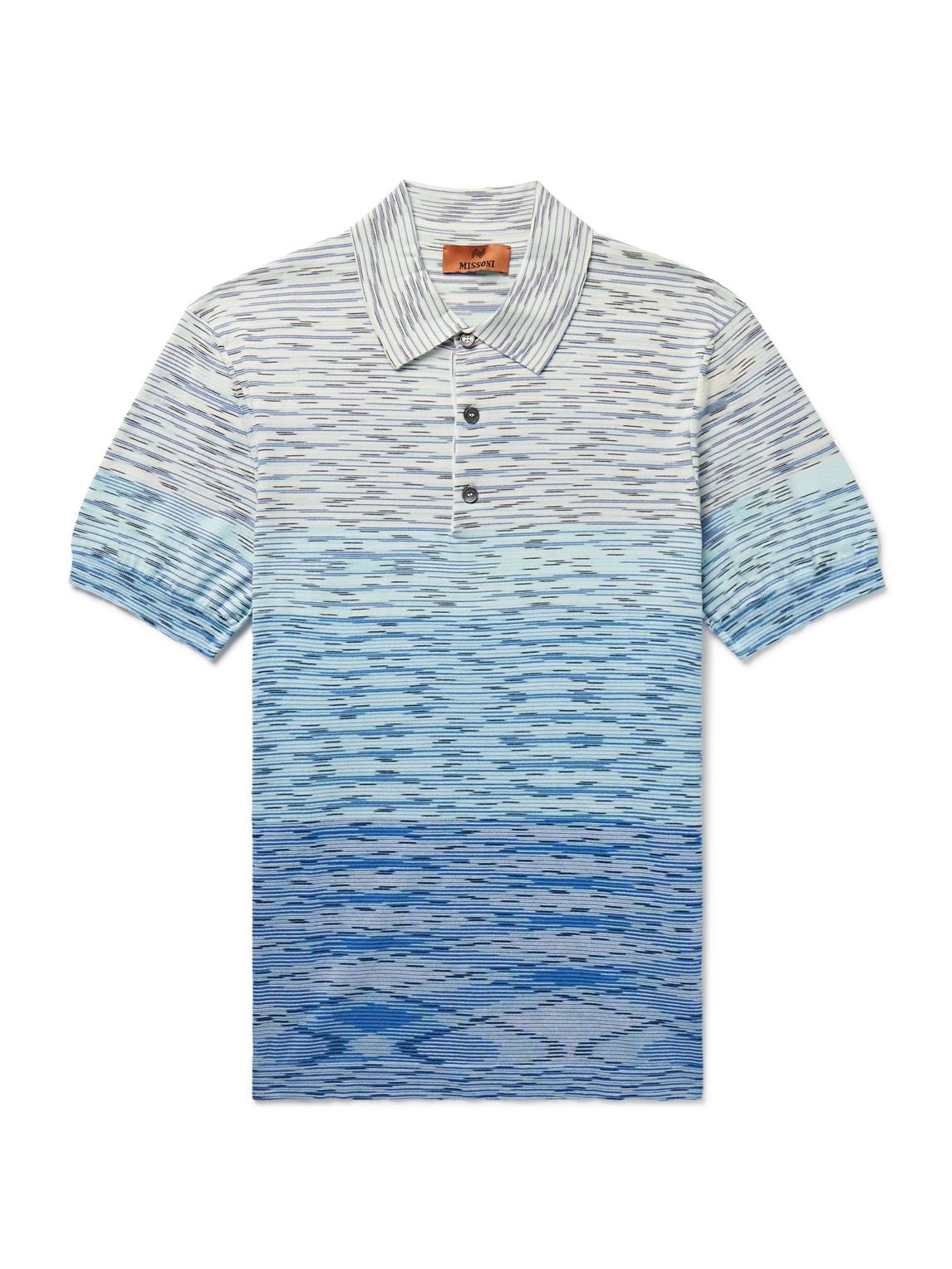 Shop Missoni Dégradé Space-dyed Cotton-jersey Polo Shirt In Blue