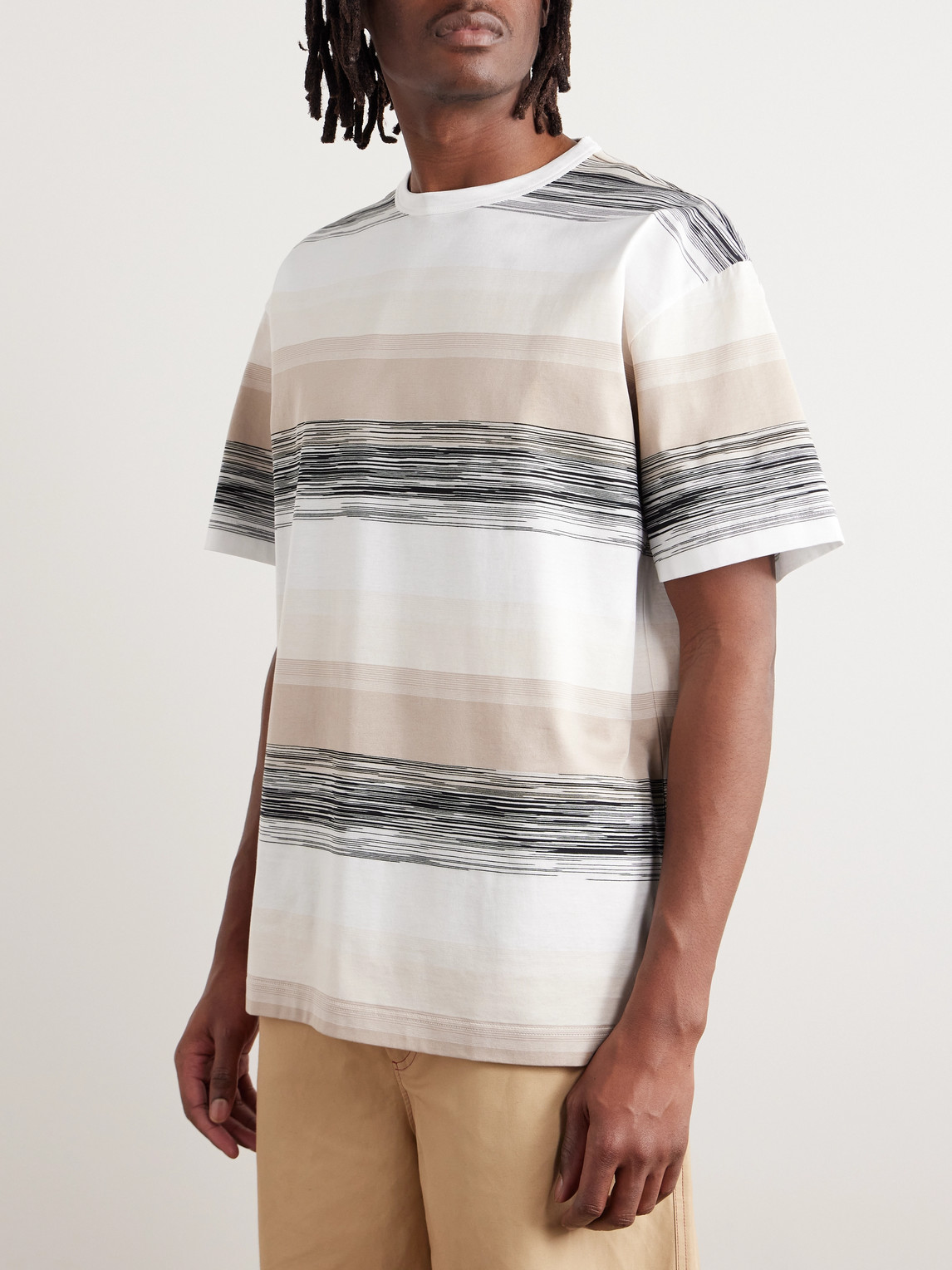 Shop Missoni Space-dyed Cotton-jersey T-shirt In Neutrals