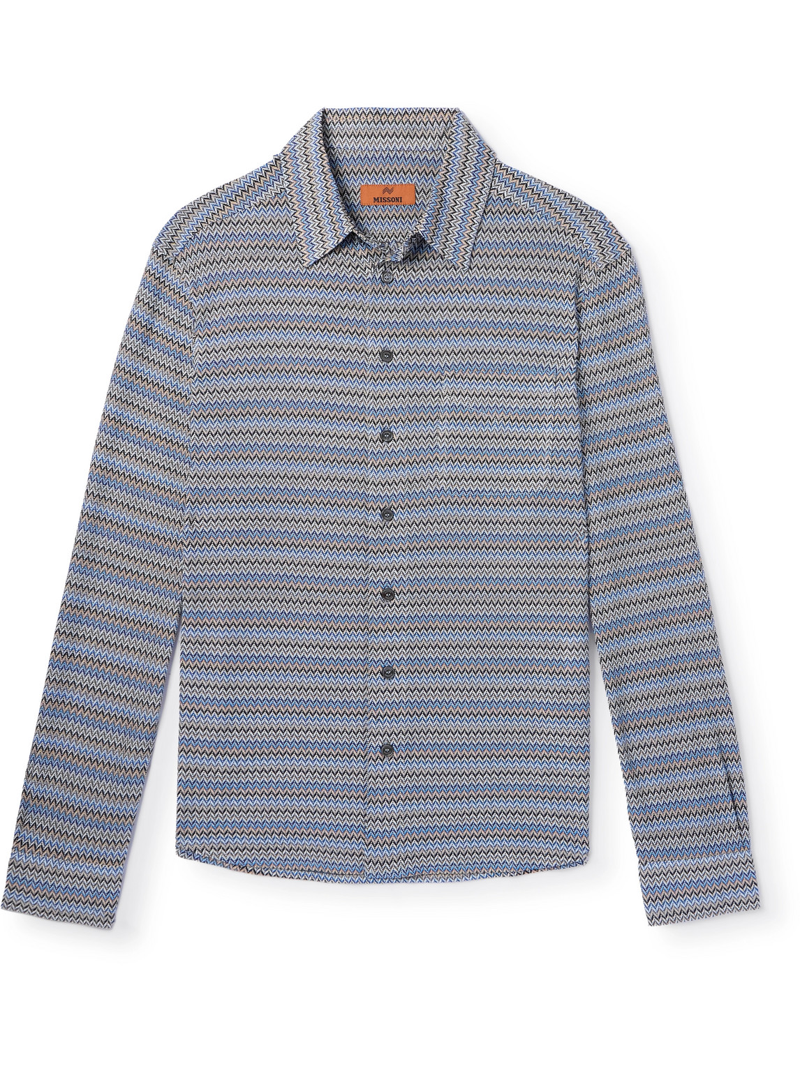 Missoni Striped Crochet-knit Shirt In Blue