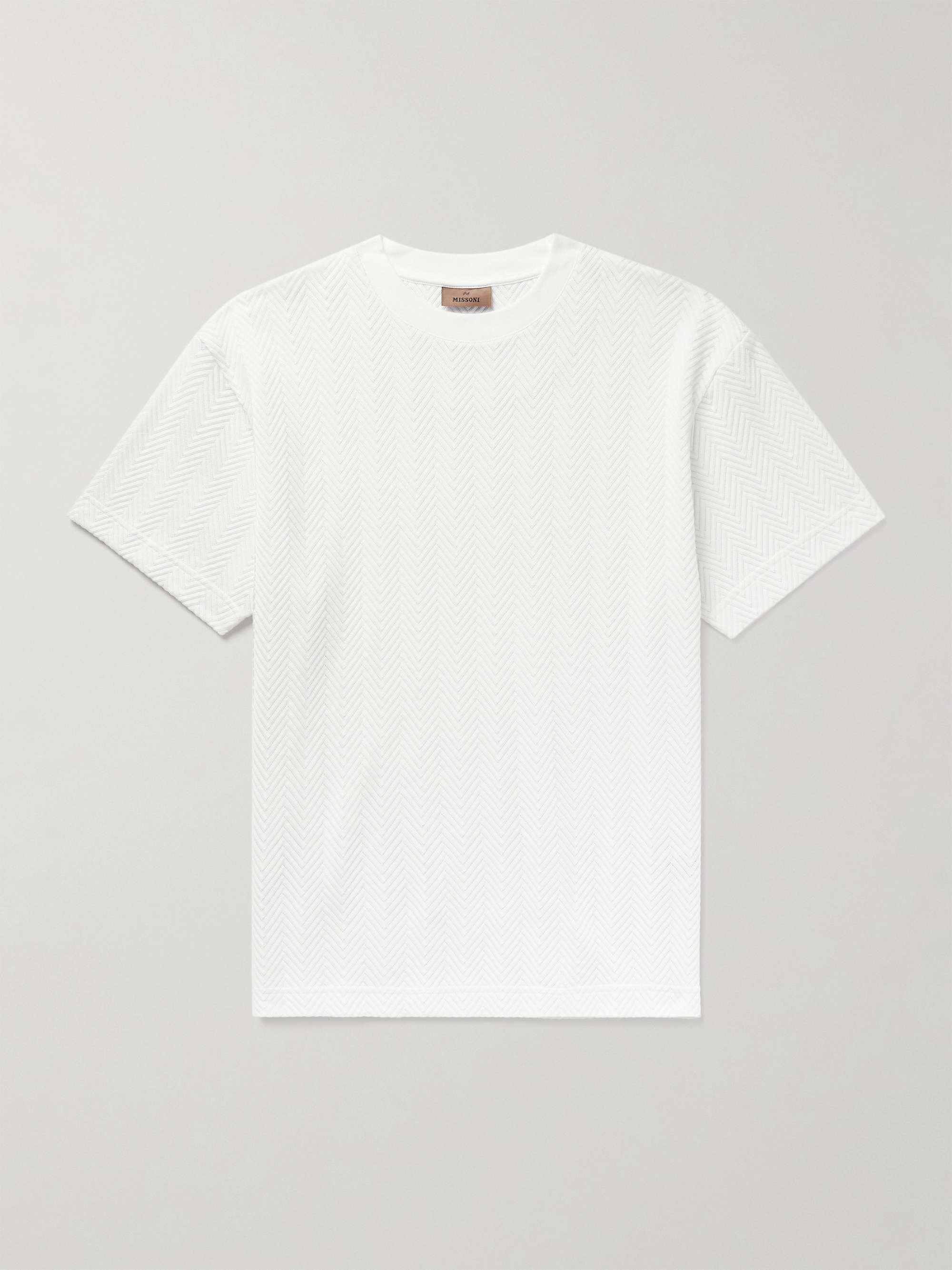 Jacquard Knit Cotton Blend T Shirt