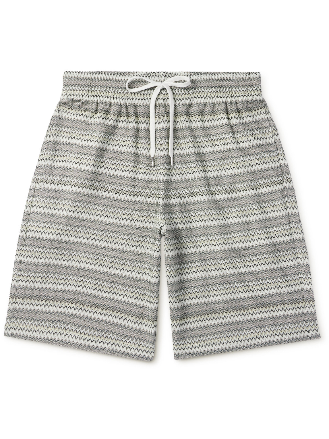 Missoni Straight-leg Striped Crochet-knit Drawstring Shorts In Green
