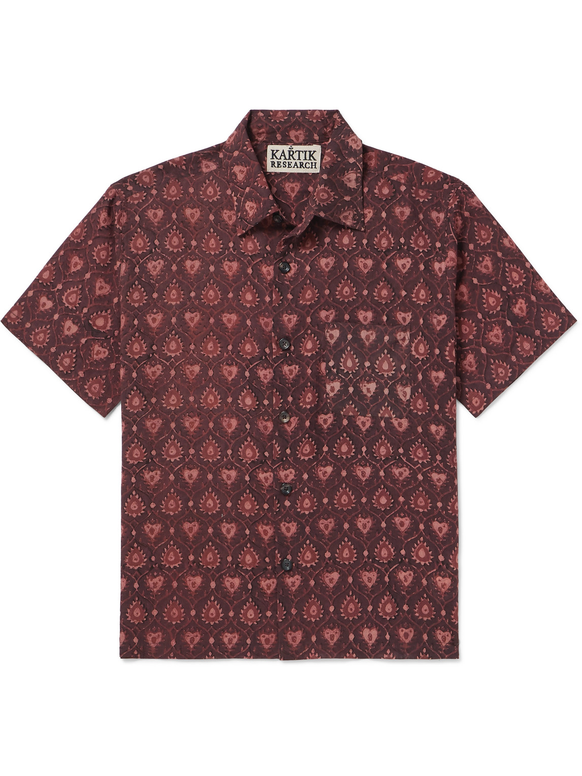 Kartik Research Printed Cotton Shirt In Burgundy