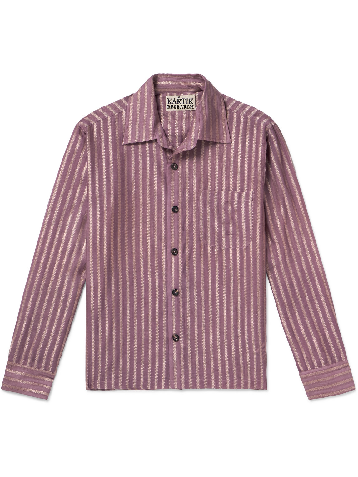 Kartik Research Metallic Silk-jacquard Shirt In Purple