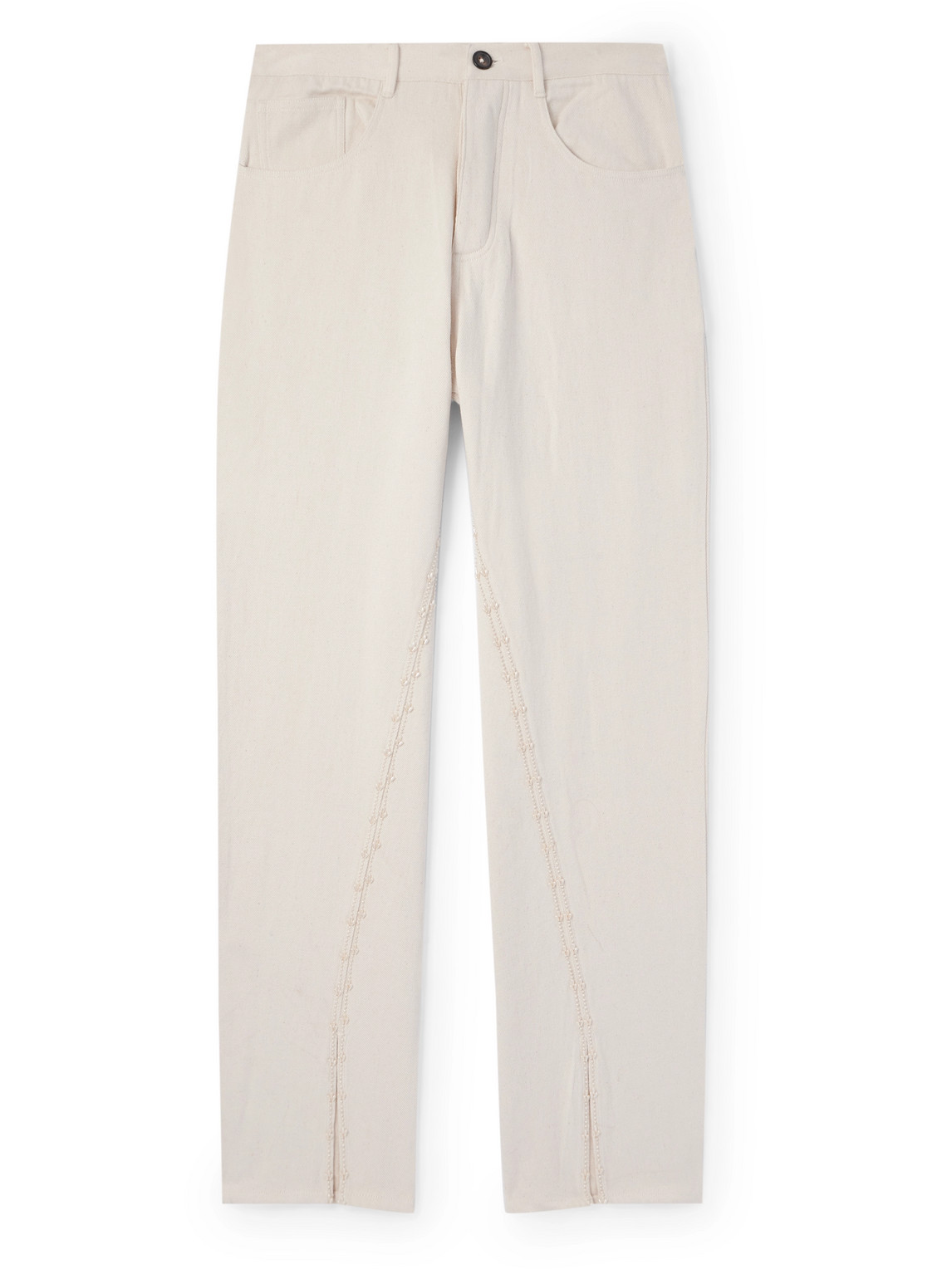 Kartik Research Faux Pearl-embellished Jeans In White