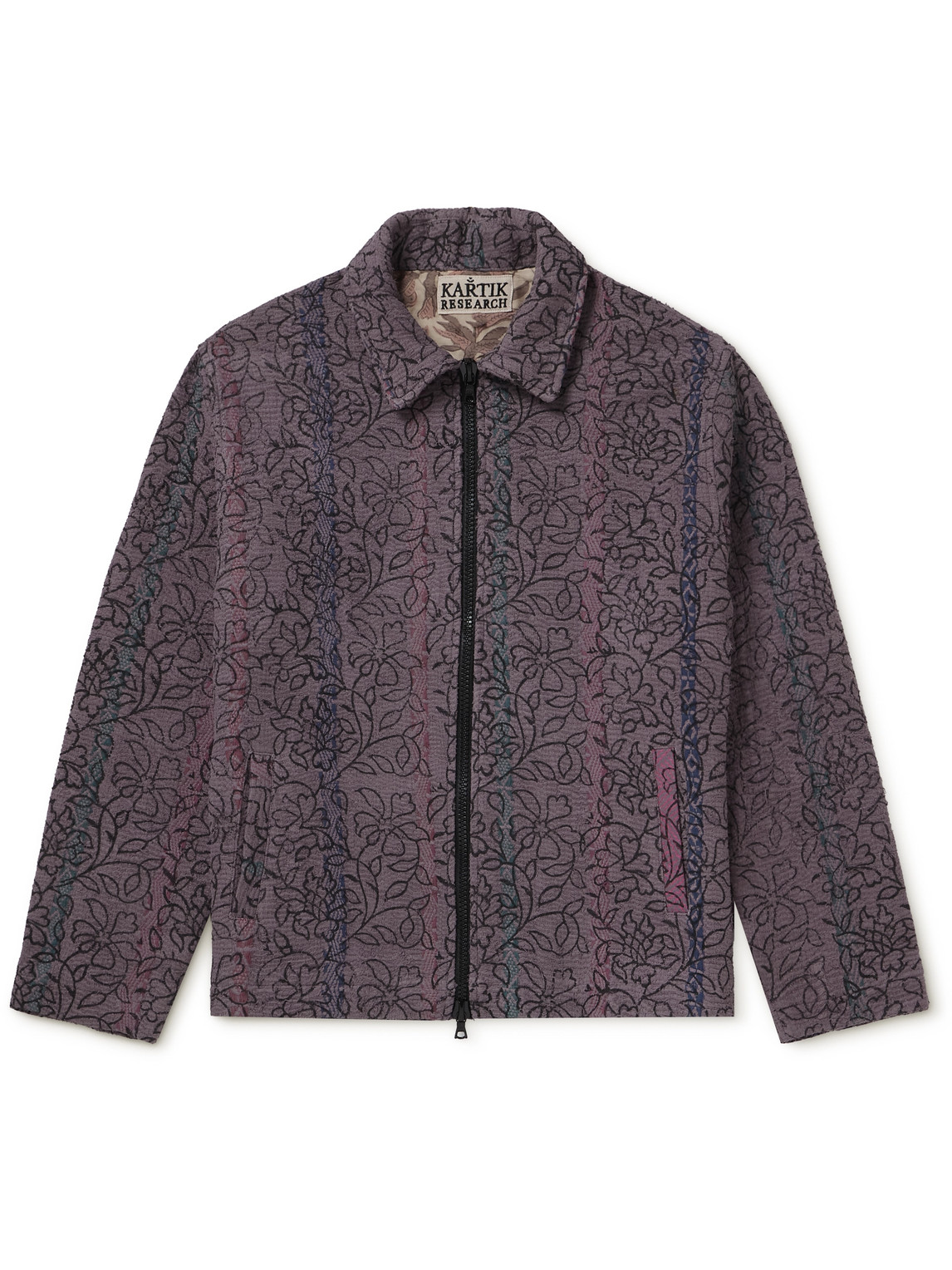 Kartik Research Quilted Printed Cotton Jacket In Purple