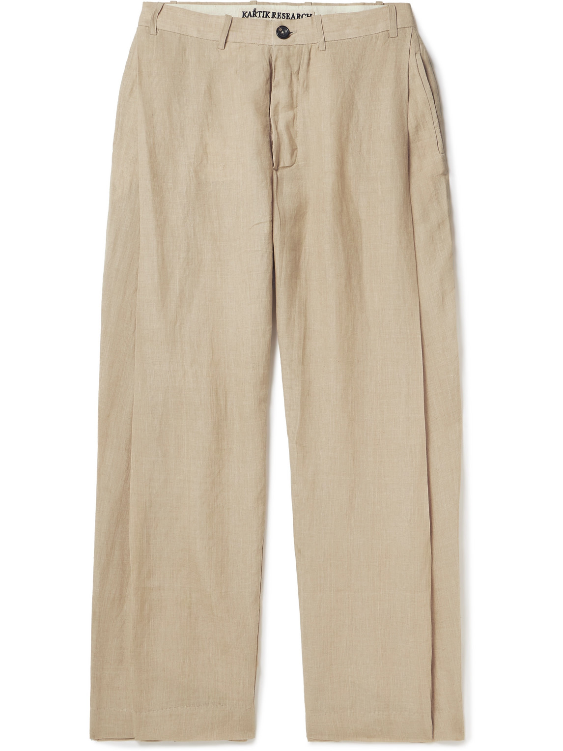 Kartik Research Pleated Linen-gauze Trousers In Neutrals